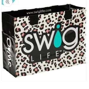 New SWIG LIFE Luxy Leopard Logo Laminated Tote Bag 18" L x 7" W x 13" H